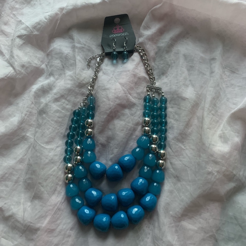 paparazzi blue necklace set